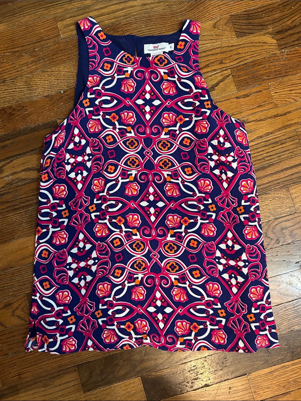 Vineyard Vines Navy, Pink & Orange Sleeveless Patterned Tank
